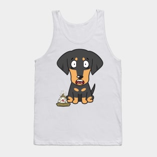 Funny dachshund steps on a dirty diaper Tank Top